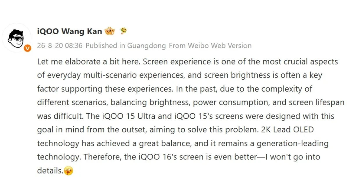 Có nên nâng cấp lên iQOO 16 với màn hình 165Hz và Snapdragon 8 Elite Gen 6 Pro?