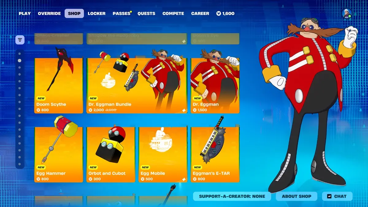 Hướng dẫn chi tiết nhận skin Shadow the Hedgehog và Dr. Eggman miễn phí trong Fortnite