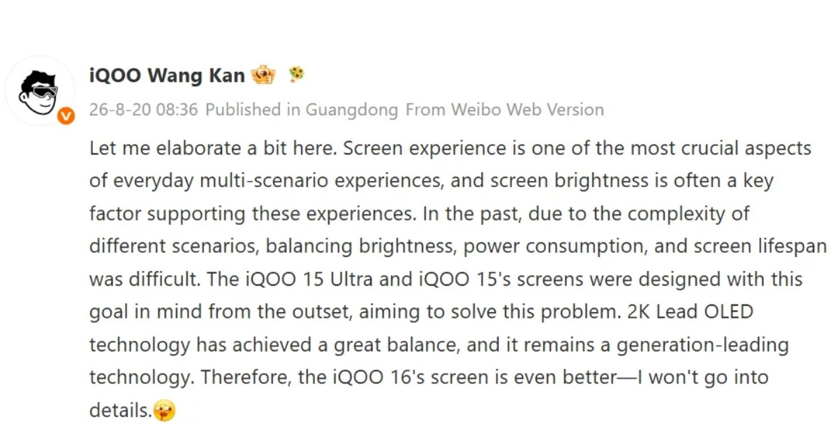 iQOO 16 với màn hình Samsung 2K 165Hz: có đáng nâng cấp?