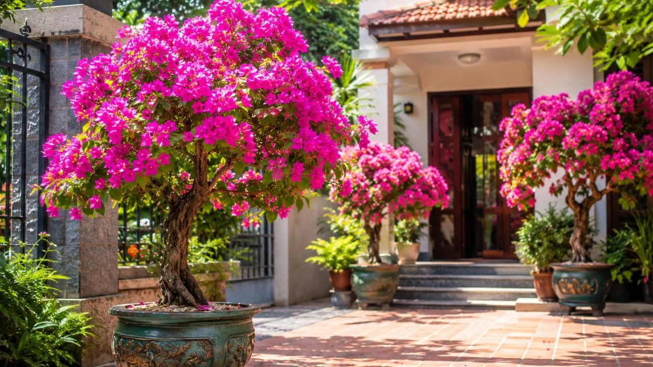 Đặt cây phong thủy đúng vị trí với hoa giấy và Trầu Bà