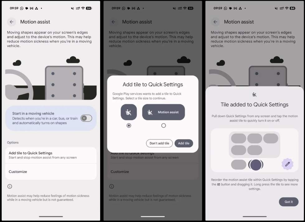 Motion Assist trên Android 17: “chấm thần kỳ” giúp bớt say xe khi dán mắt vào màn hình