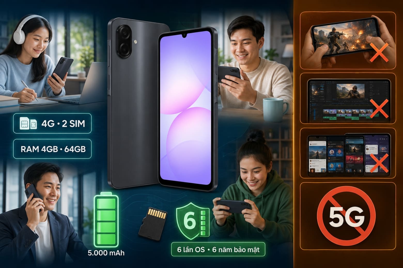 Samsung Galaxy A07 vs A07 5G: Nên nâng cấp vì hiệu năng hay pin?