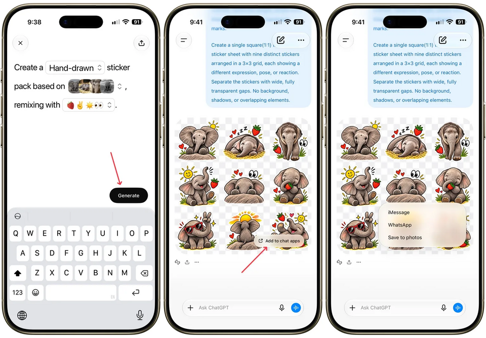 ChatGPT biến ảnh thành sticker cho iMessage và WhatsApp
