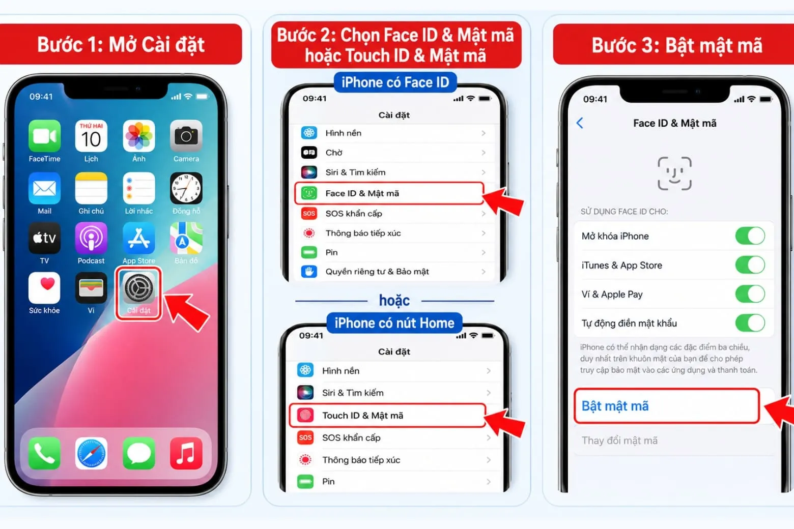 Hướng dẫn bảo vệ iPhone với Face ID, Touch ID và mật mã