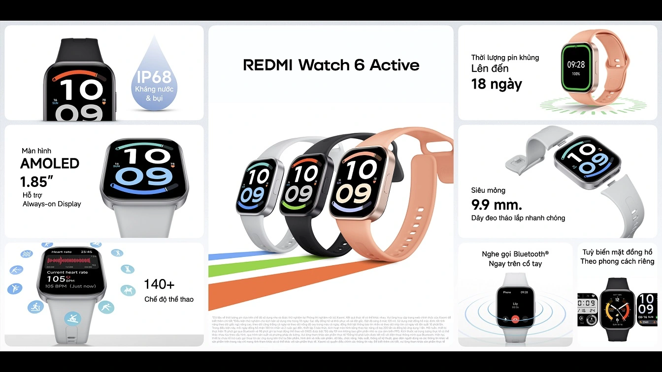 Xiaomi REDMI Watch 6 Series và Smart Band 11 Active: cơ hội ép giá Garmin, Apple Watch?