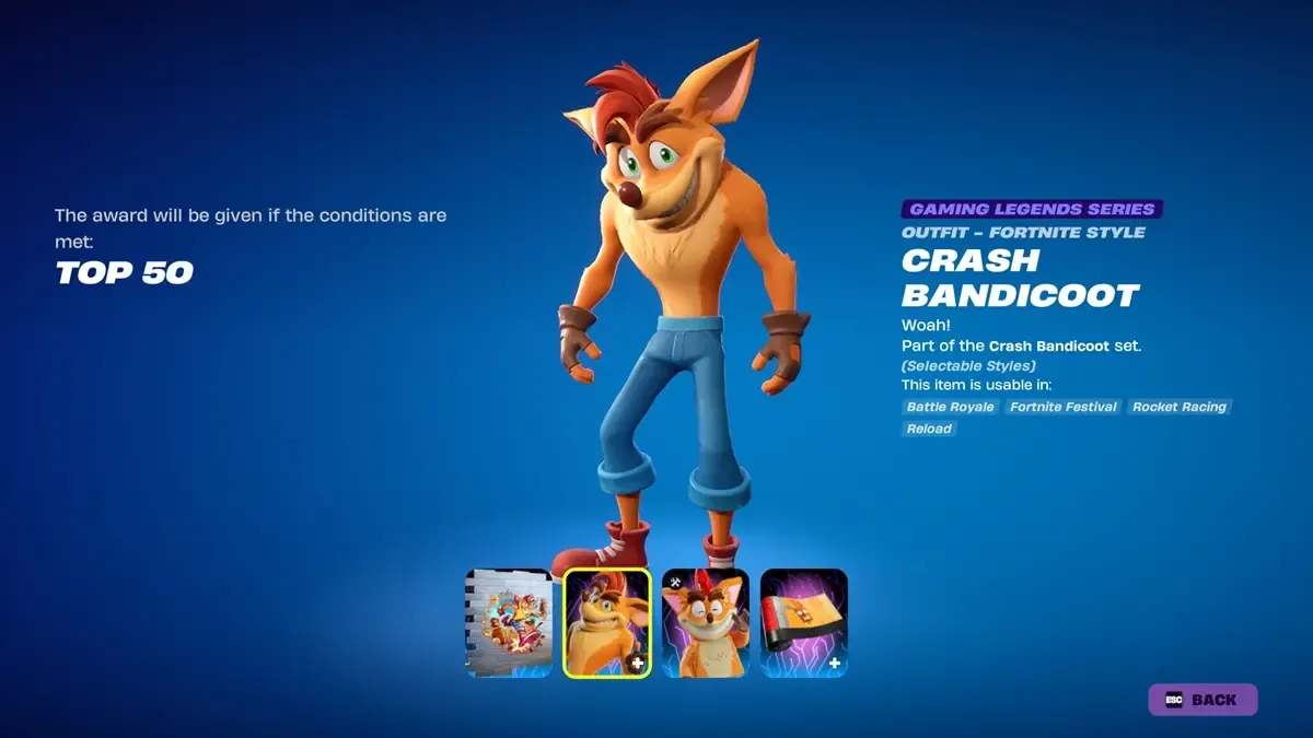 Hướng dẫn nhận skin Crash Bandicoot và Spyro sidekick trong Fortnite