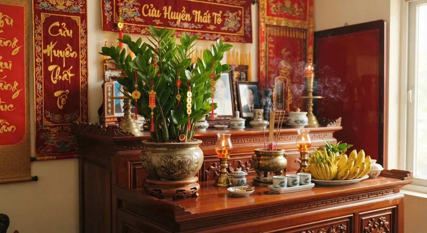 Cách đặt cây phong thủy trên bàn thờ Thần Tài để thu hút tài lộc