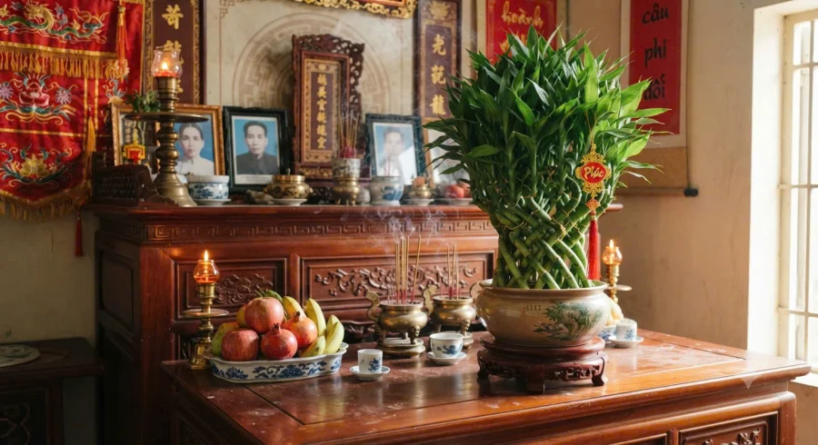 Cách đặt cây phong thủy trên bàn thờ Thần Tài để thu hút tài lộc