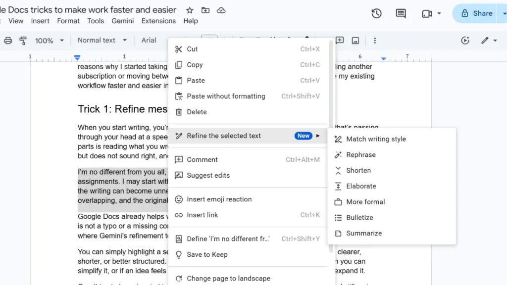 3 tính năng Gemini trong Google Docs giúp bạn bớt rối và viết nhanh hơn