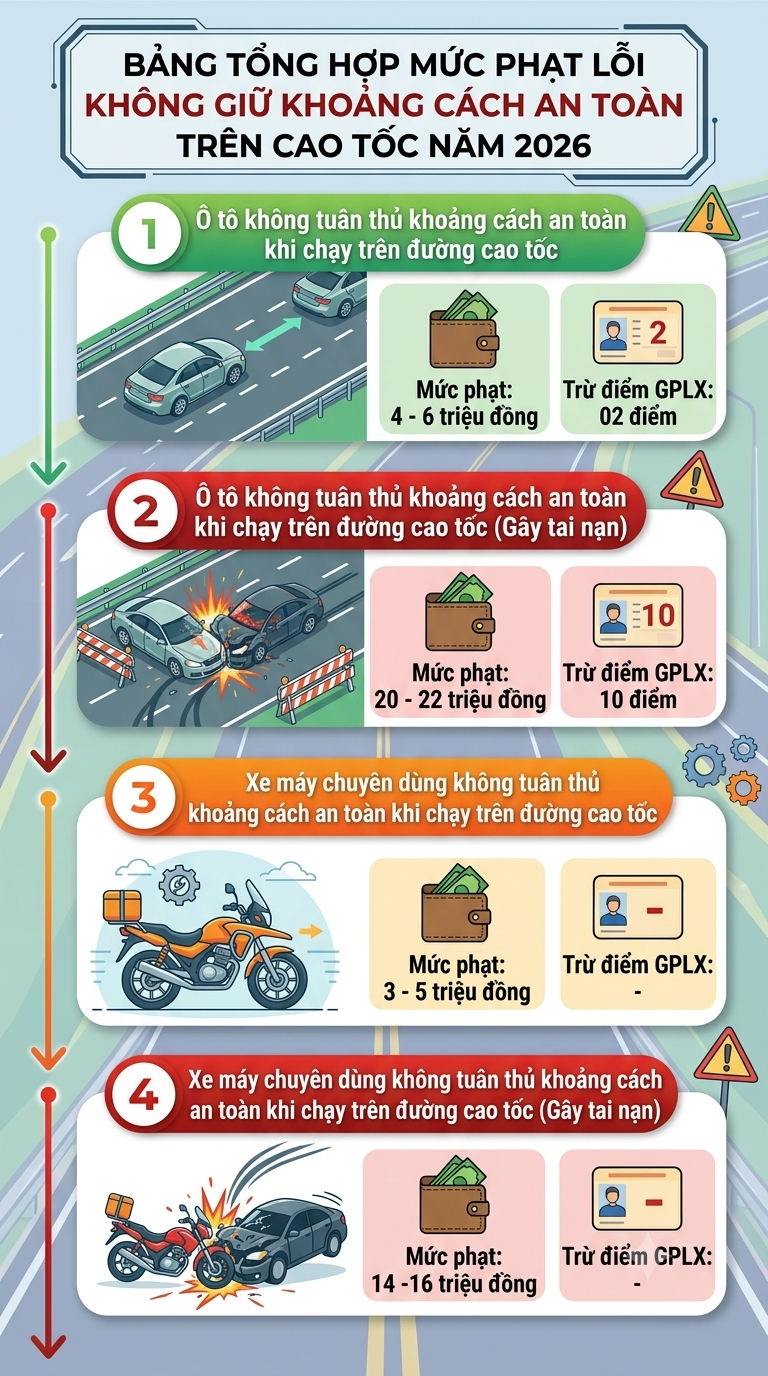 Phạt tới 6 triệu vì không giữ khoảng cách: Tài xế cao tốc cần thay đổi ngay