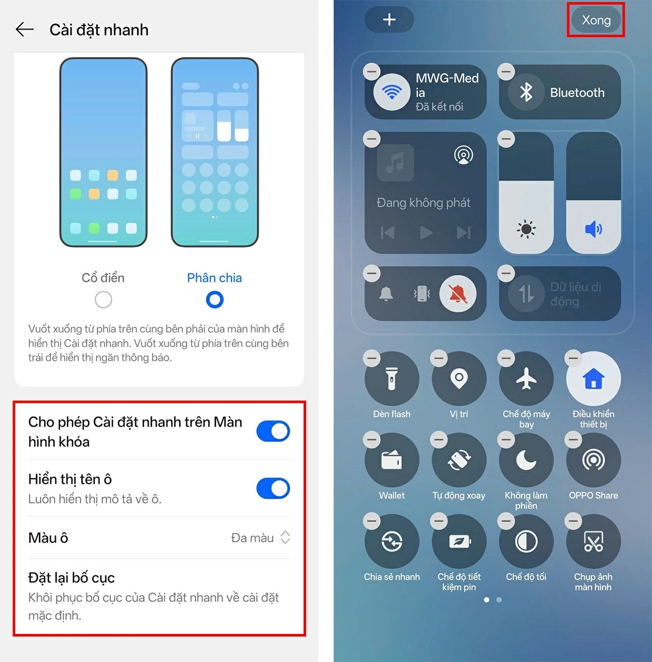 Tùy chỉnh bảng cài đặt nhanh ColorOS trên OPPO theo ý bạn