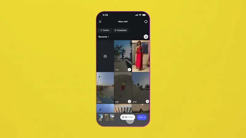 Instagram First Draft: công cụ tự động cắt ghép Reels trong 10 giây