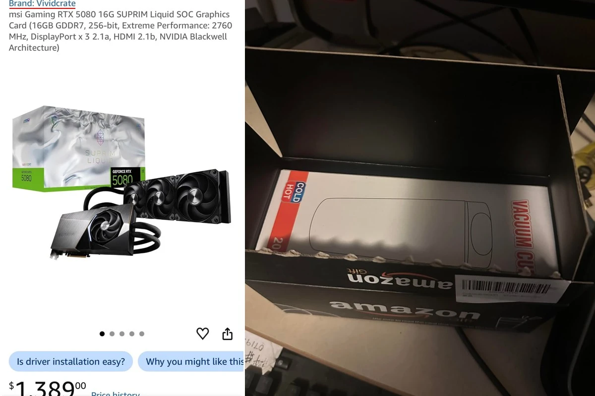 Mua RTX 5080 giá rẻ nhận về cốc giữ nhiệt: cú lừa ngoạn mục