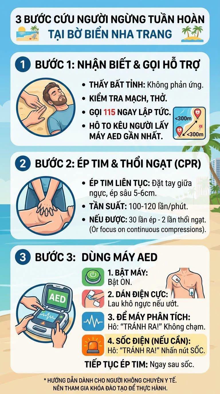 Ba bước cứu sống người ngừng tuần hoàn: hướng dẫn từ chuyên gia