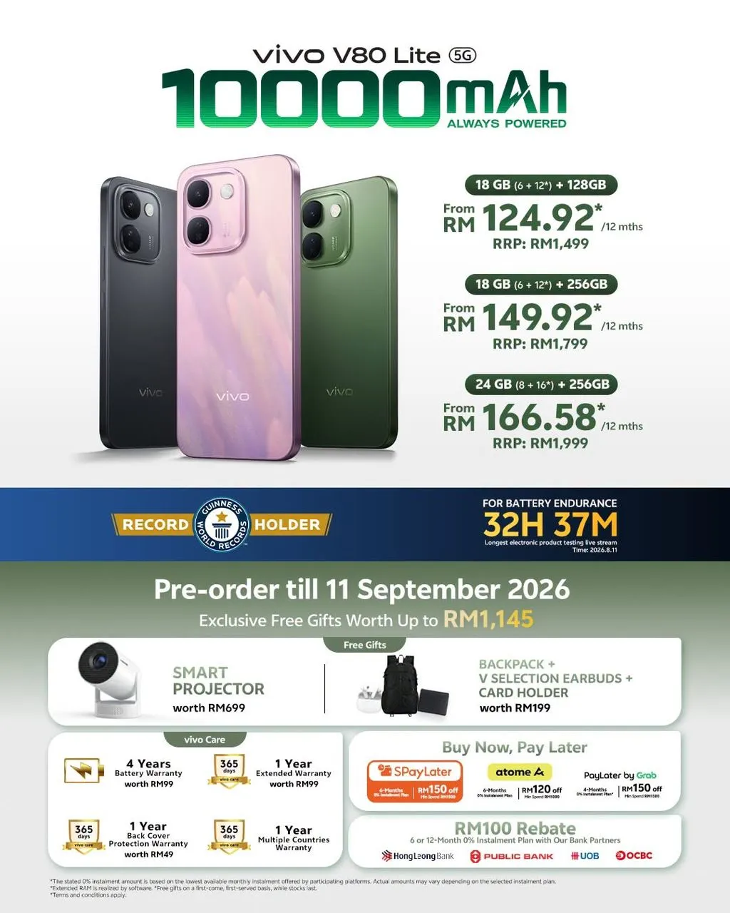 Vivo V80 Lite 5G: Bateri 10,000mAh Untuk Telefon Bajet 5G