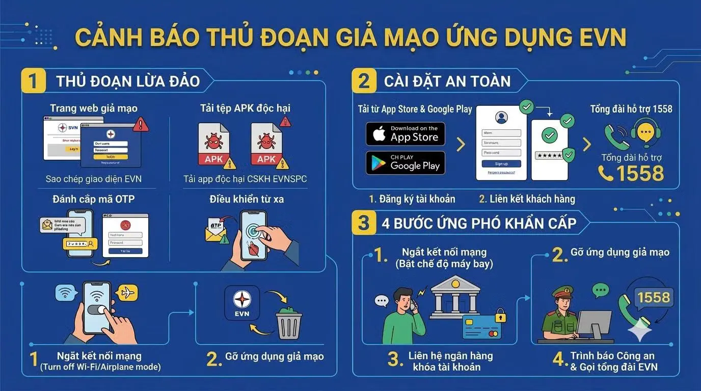 Ứng dụng EVN giả mạo phát tán mã độc ngân hàng: nhận diện và tự bảo vệ