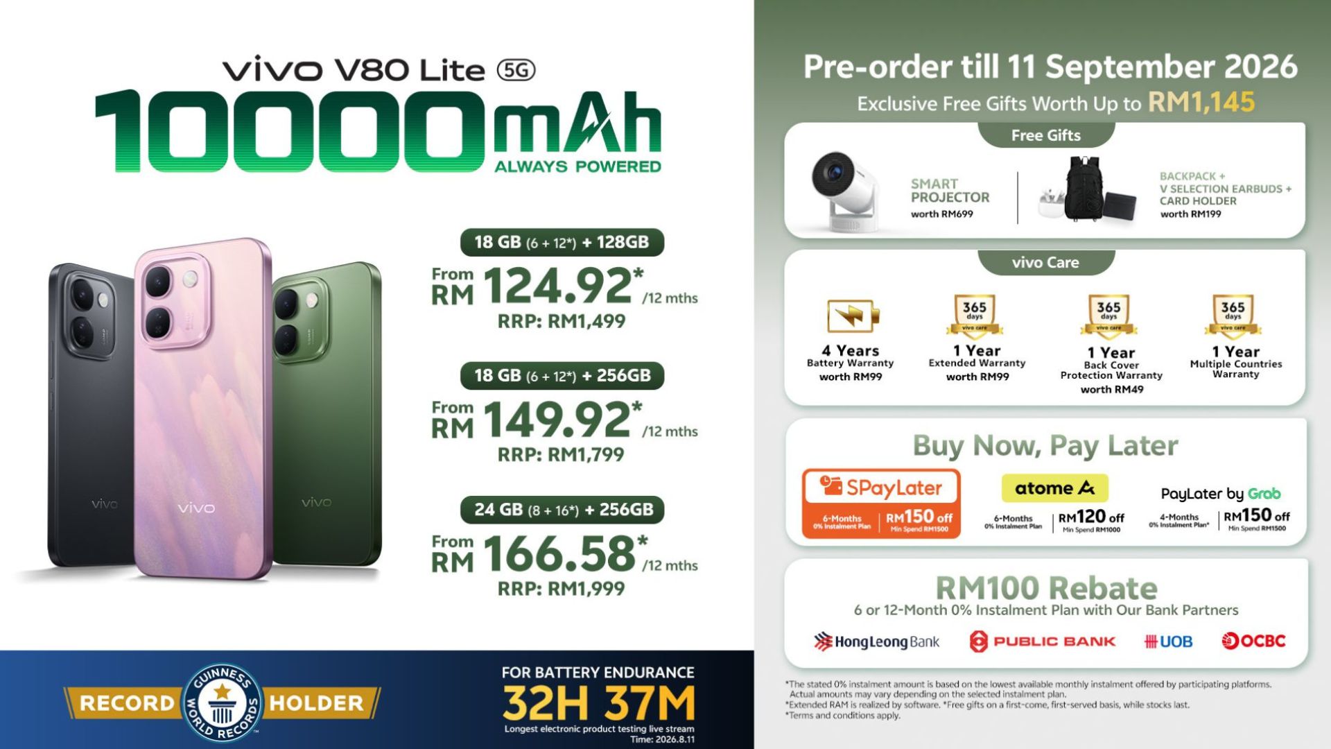 Vivo V80 Lite 5G: Bateri 10,000mAh Dan Ketahanan Gred Tentera