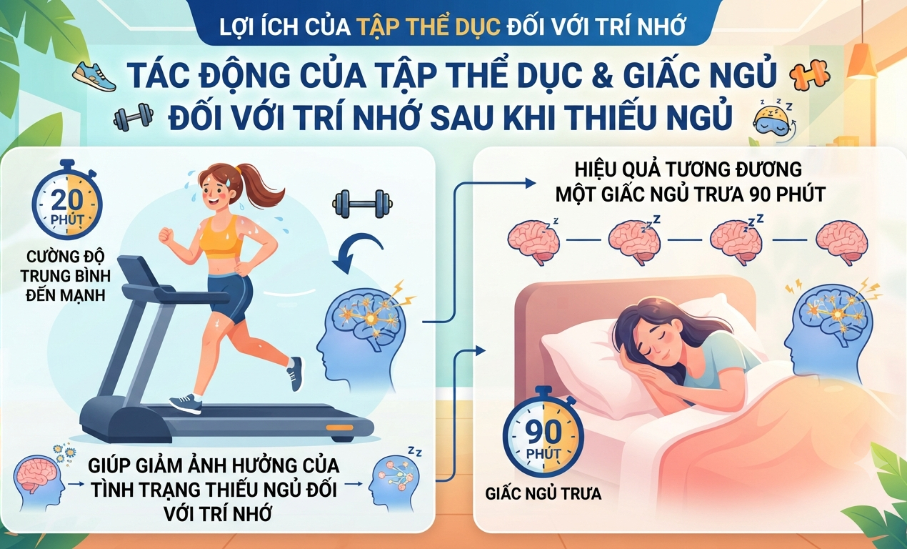 20 phút tập thể dục: “liều thuốc cấp cứu” cho trí nhớ khi thiếu ngủ