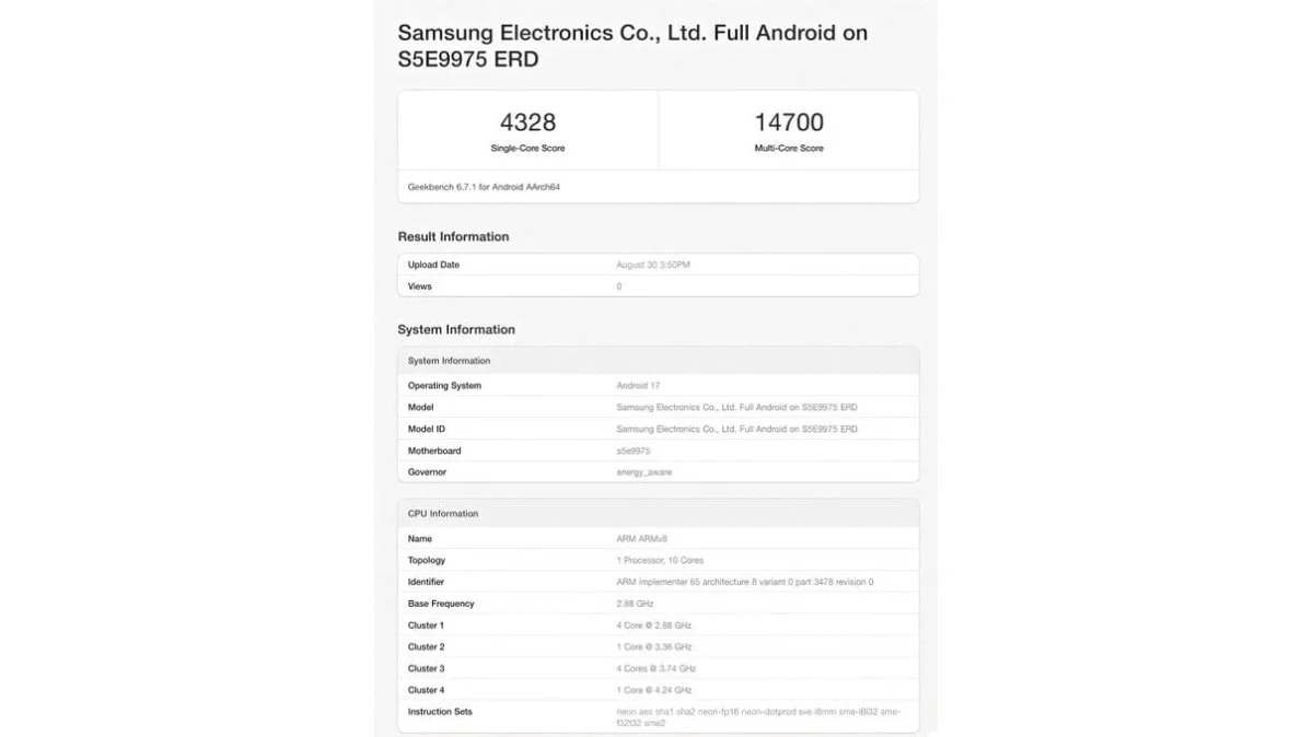 Exynos 2700 lộ điểm Geekbench khủng: đã đủ sức đấu Snapdragon 8 Elite?