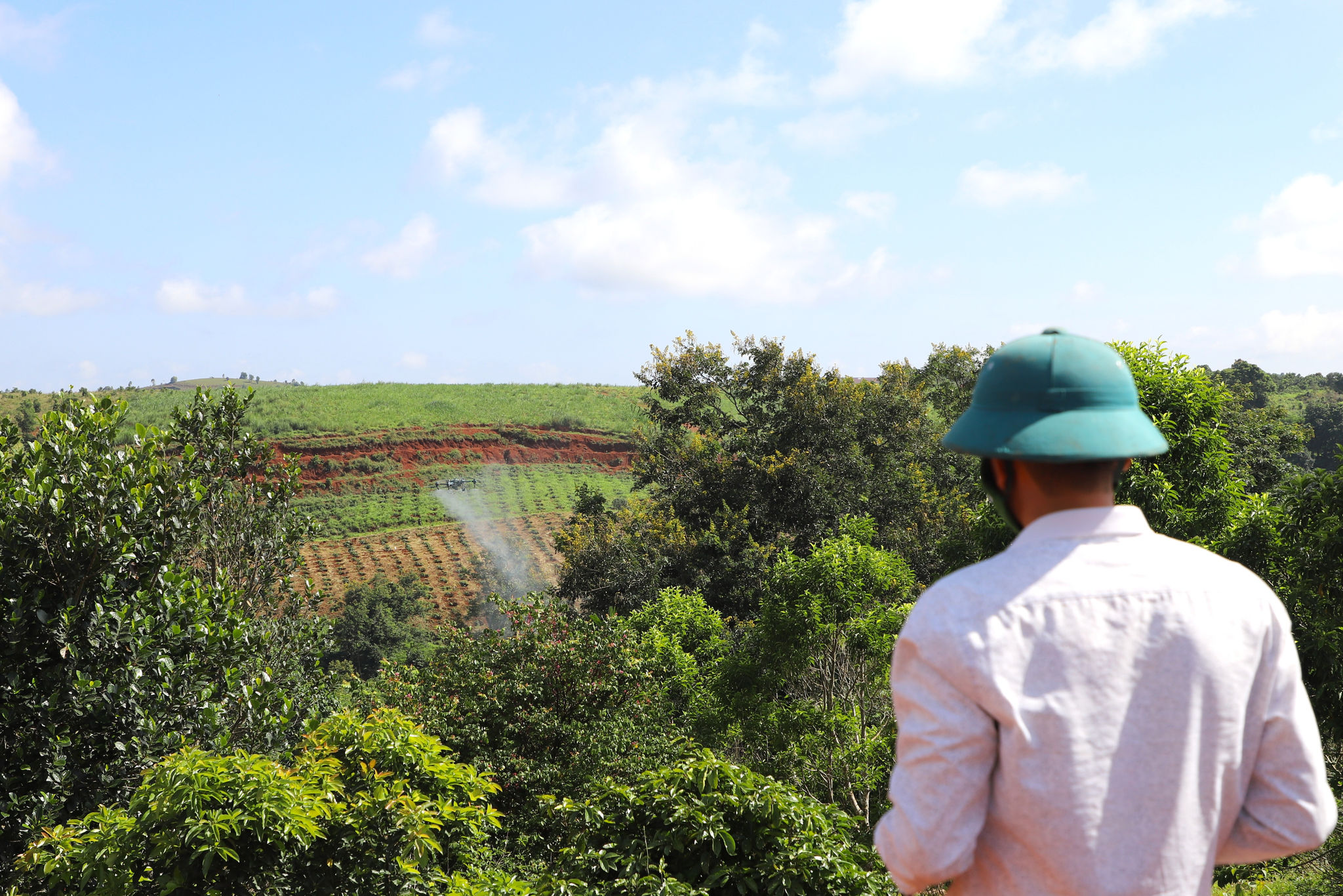 Drone công nghệ nông nghiệp đang vẽ lại cánh đồng lúa Việt