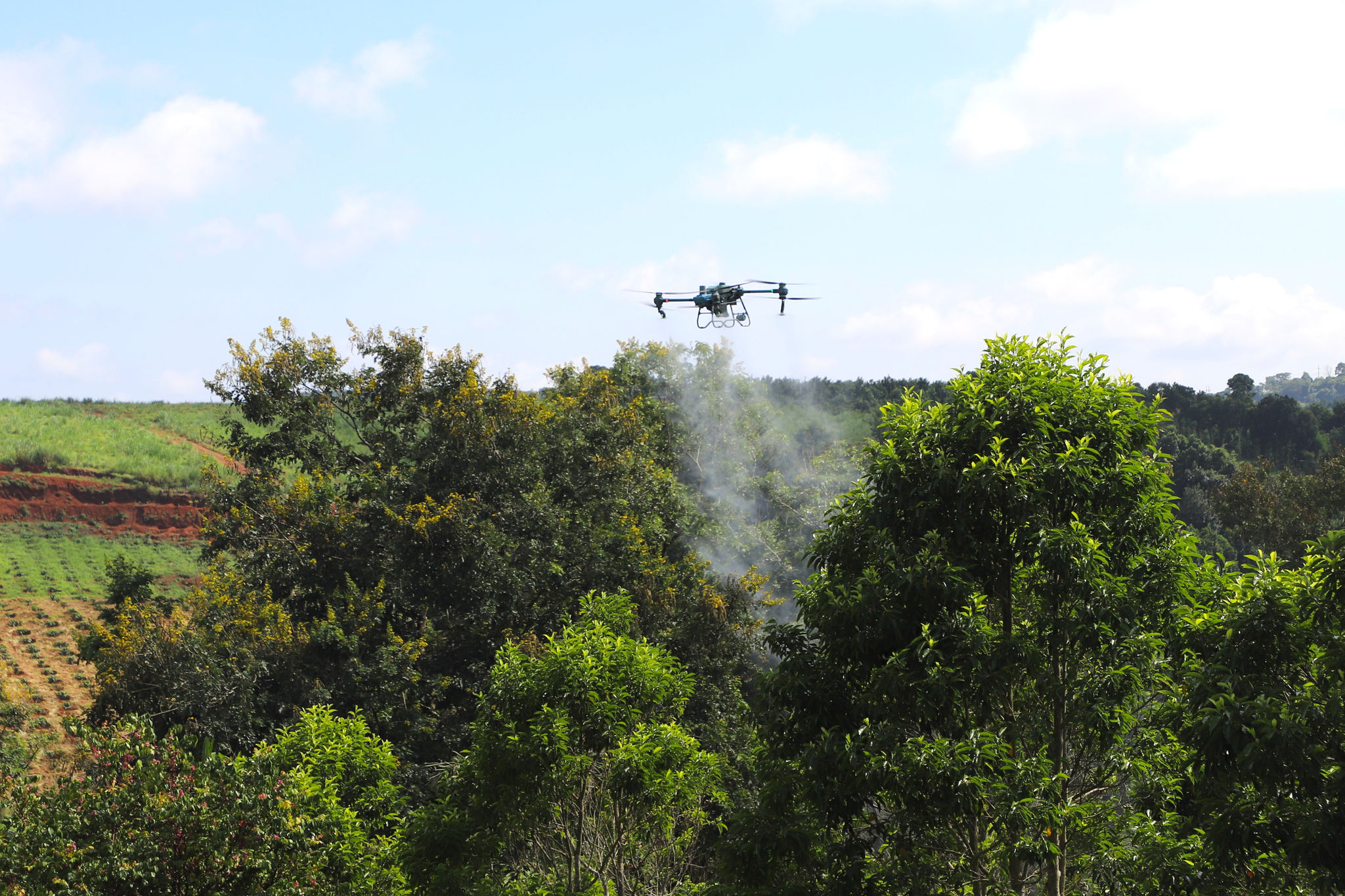 Drone công nghệ nông nghiệp đang vẽ lại cánh đồng lúa Việt