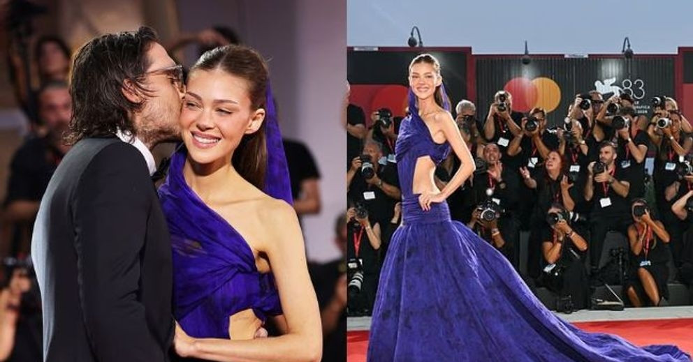 Nicola Peltz tỏa sáng với váy couture xanh cobalt tại Venice