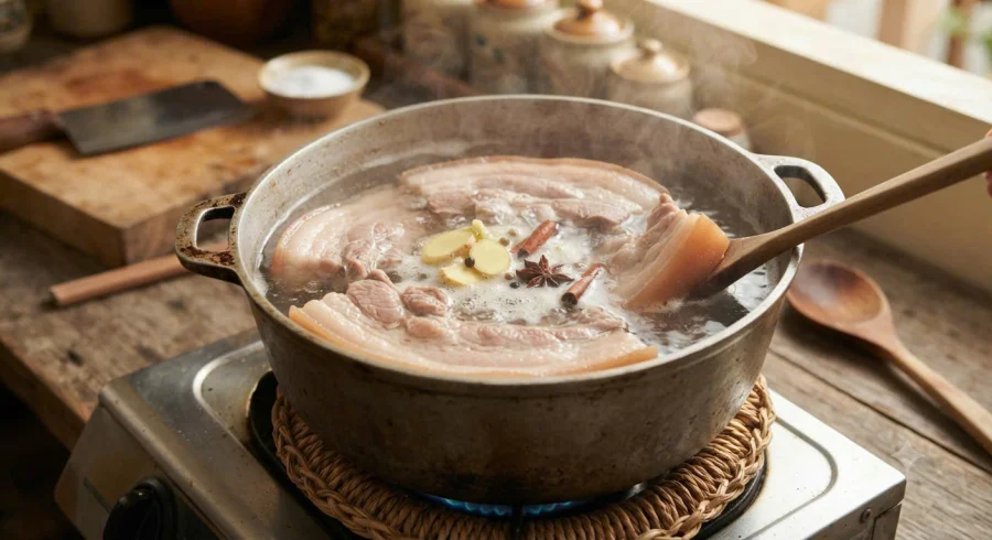 Luộc thịt ba chỉ nước sôi, thịt bắp nước lạnh: bí quyết thịt mềm ngon