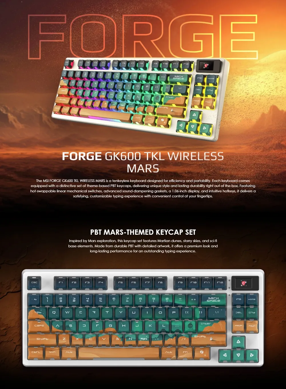 MSI FORGE GK600 TKL Wireless MARS: bàn phím gaming tenkeyless có đáng tiền?