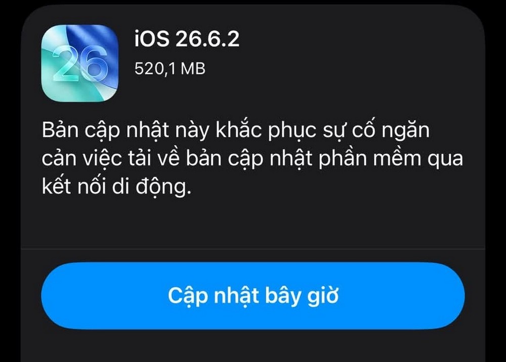iOS 26.6.2 sửa lỗi tải ứng dụng qua mạng di động