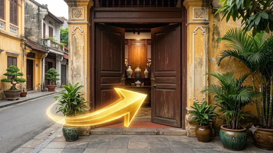 Cửa chính mở vào trong hay ra ngoài khi cải tạo nhà?