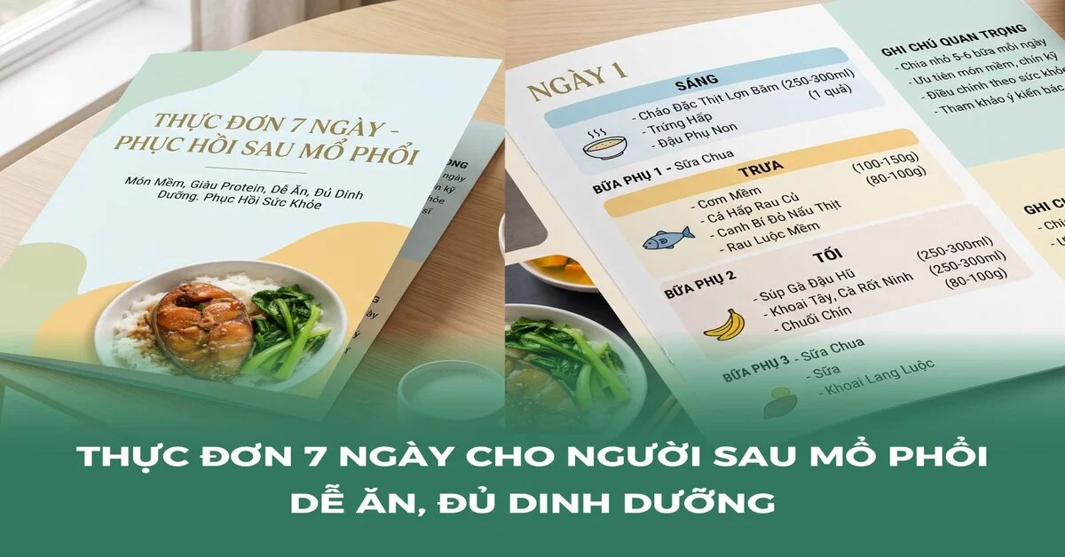 Thực đơn 7 ngày sau mổ phổi giúp dễ tiêu và phục hồi nhanh