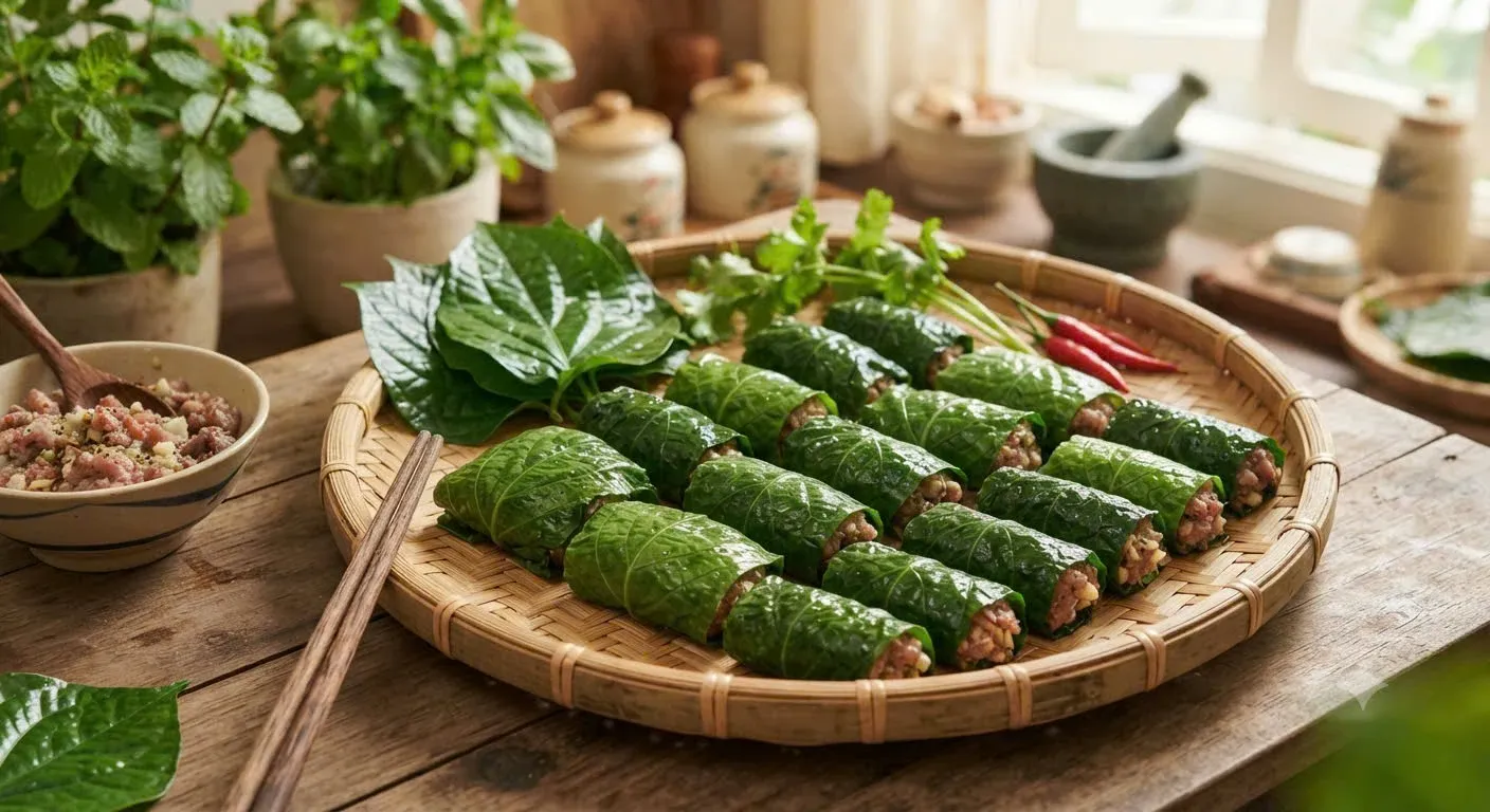 Chả lá lốt xanh mướt, giòn thơm và không ám mùi bếp