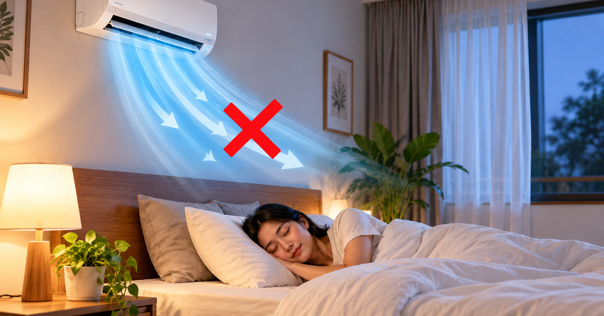 Vị trí giường ngủ và điều hòa: Sắp xếp đúng để ngủ ngon hơn