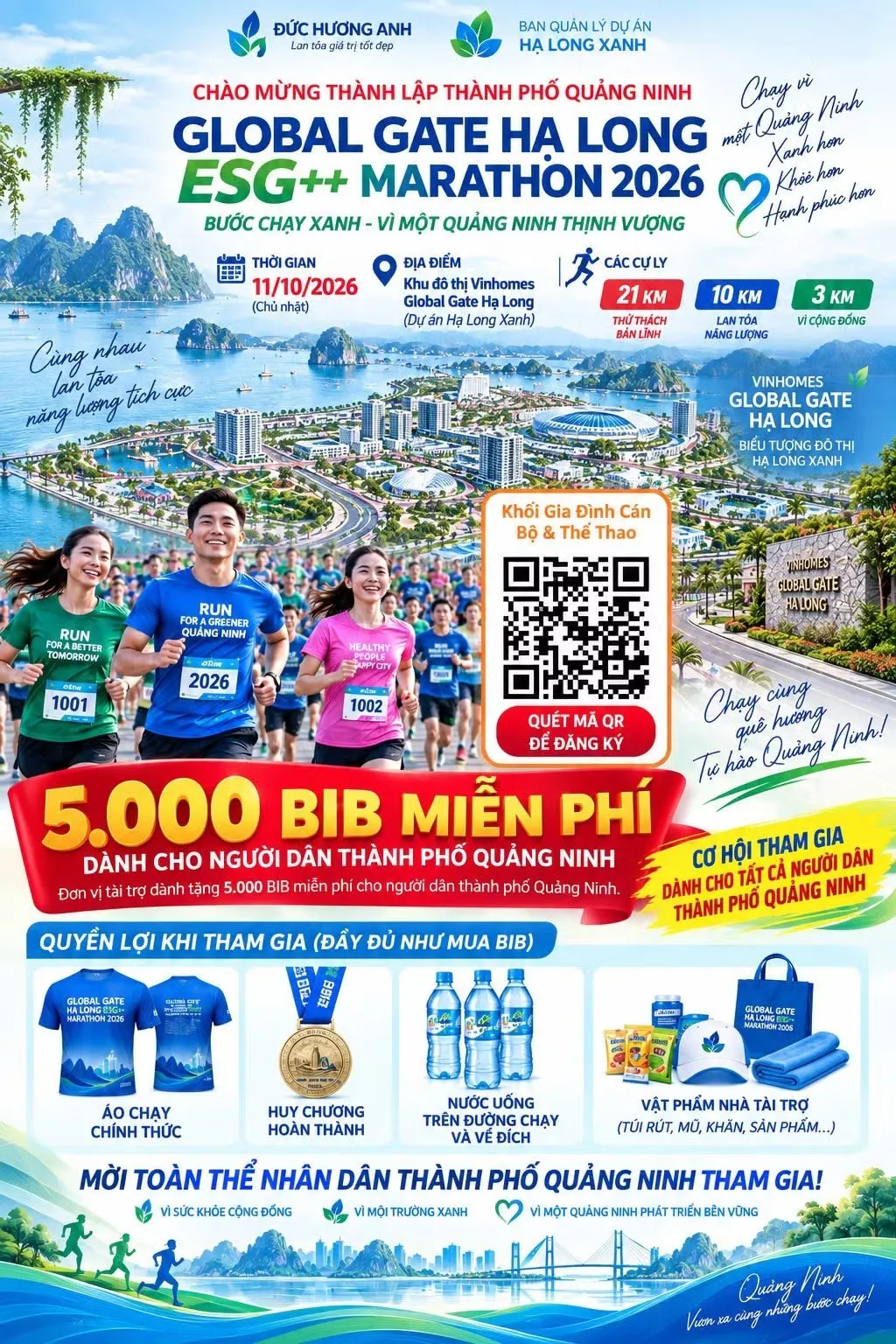 Global Gate Halong ESG++ Marathon: 5.000 bib miễn phí giữa vịnh di sản