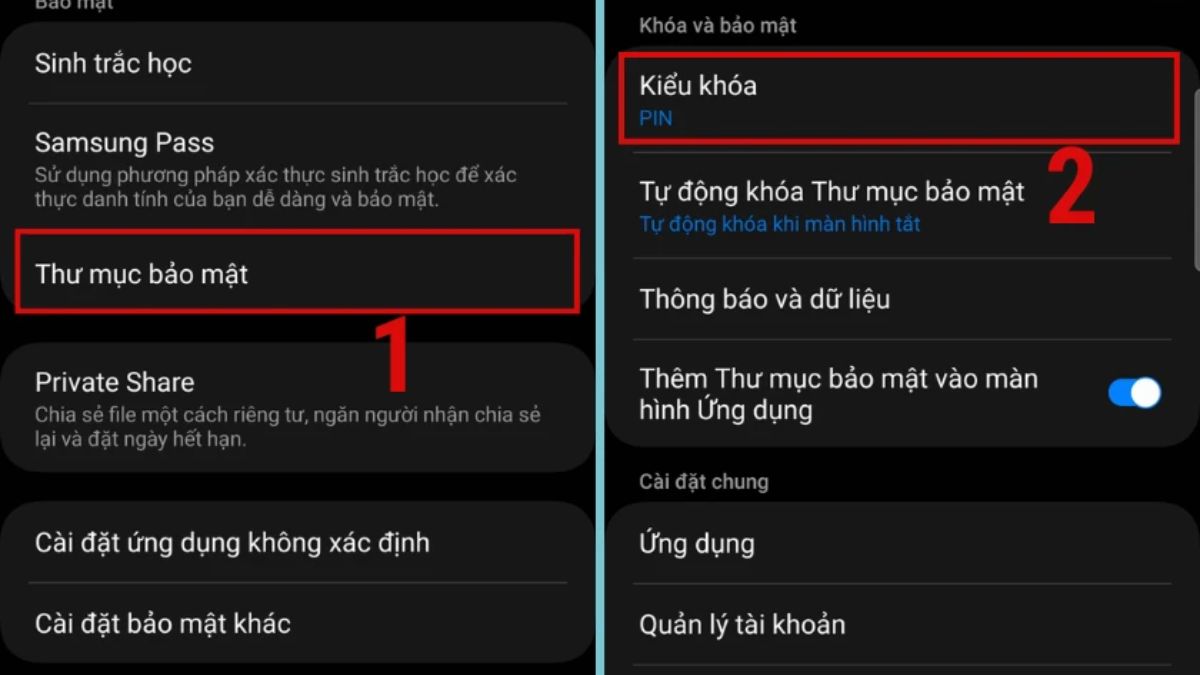 Khóa ứng dụng Samsung bằng vân tay và mã PIN để bảo vệ dữ liệu riêng tư