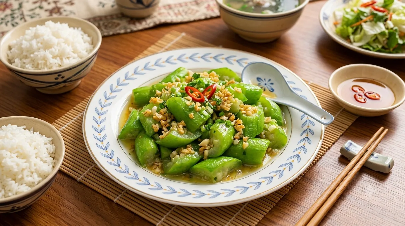 Xào mướp xanh mướt không thâm đen: bí quyết sơ chế trước khi vào chảo