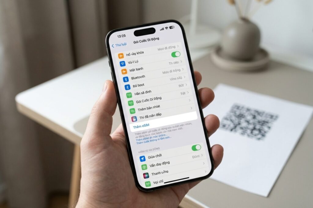 Hướng dẫn cài đặt eSIM trên iPhone: từ mã QR đến chuyển máy
