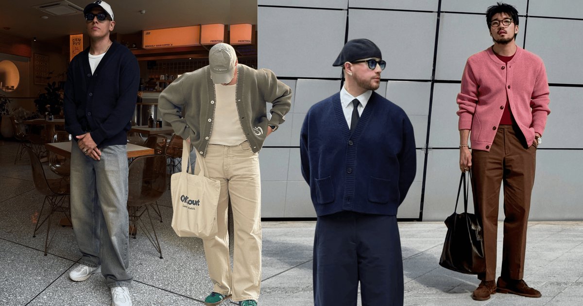 Cardigan nam: Cách phối đồ layer thanh lịch cho mùa thu
