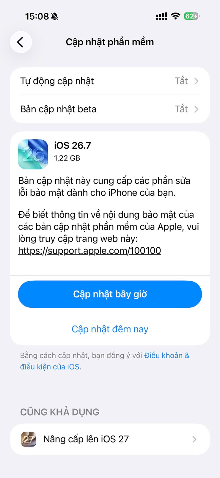 Giữ iOS 26.7 thay vì lên iOS 27: Hướng dẫn cho iPhone cũ