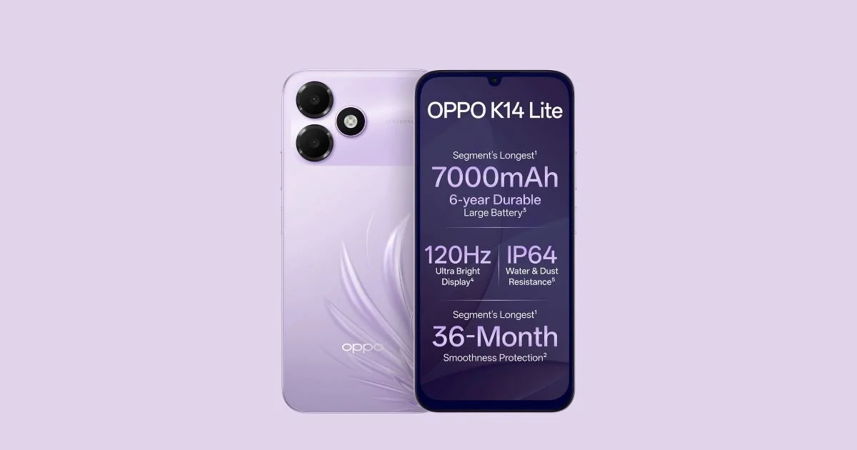 OPPO K14 Lite 4G: pin 7000mAh và màn hình 120Hz trong tầm giá phổ thông