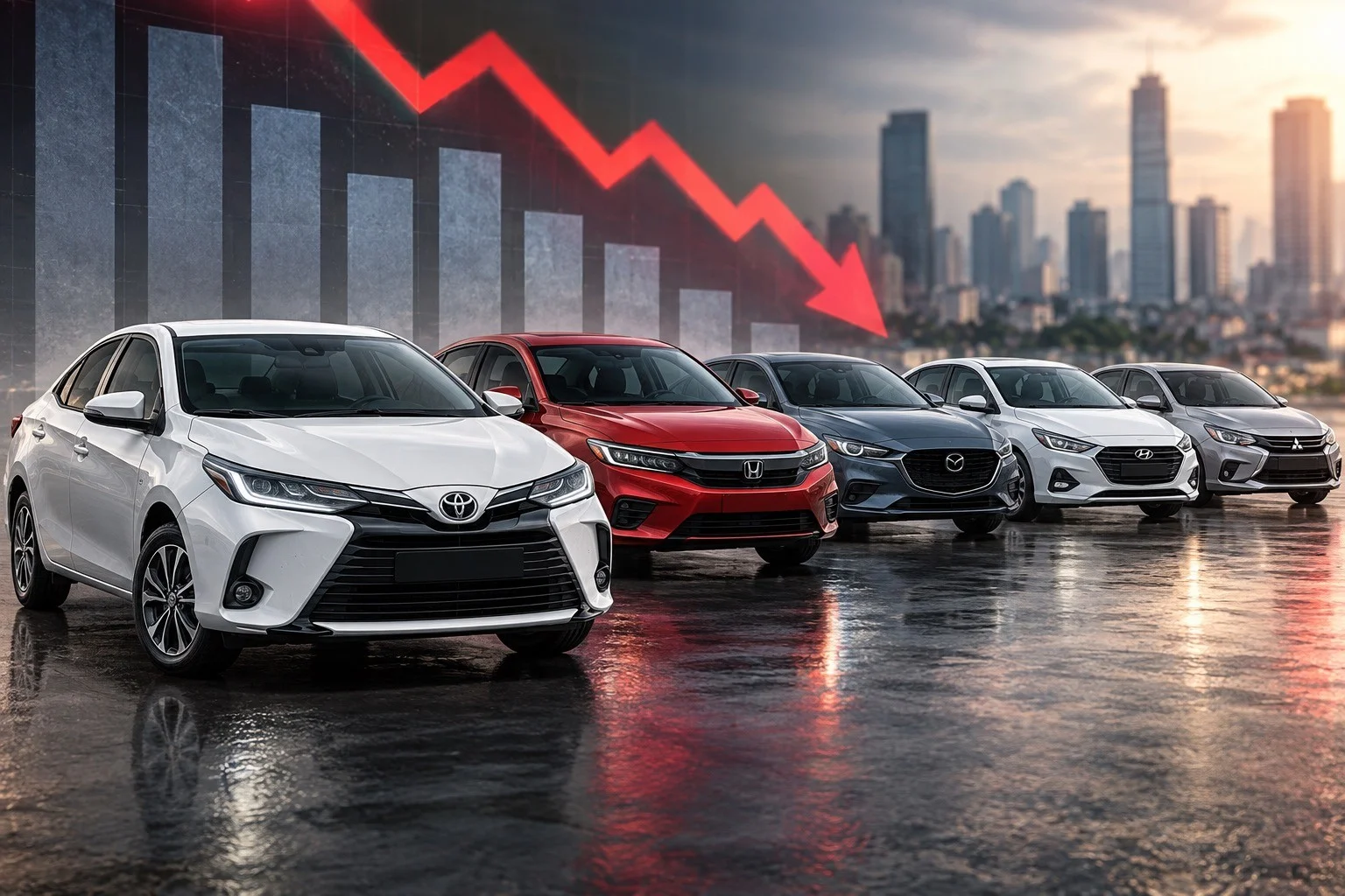Sedan hạng B tháng 8 lao dốc 43%: Giảm giá mạnh vẫn khó cứu doanh số