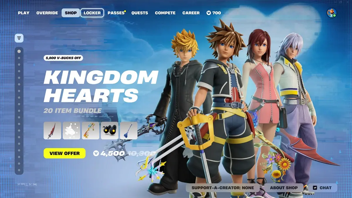 Cách nhận toàn bộ trang phục Kingdom Hearts trong Fortnite