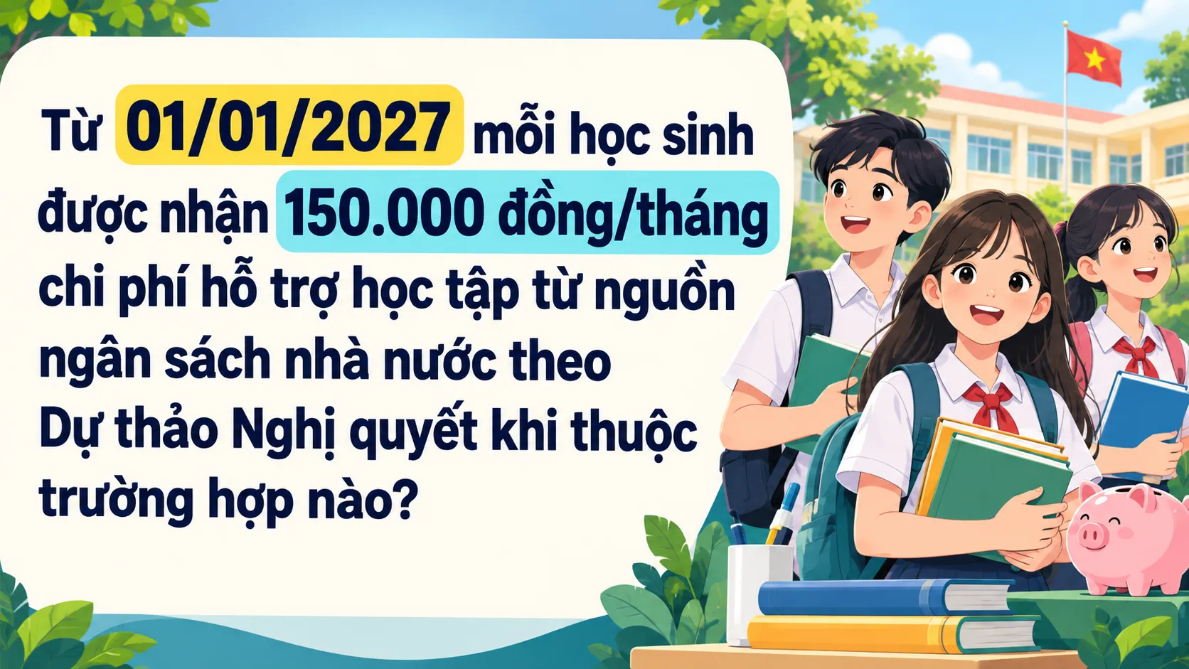 Học sinh nào được nhận hỗ trợ 150.000 đồng/tháng chi phí học tập?