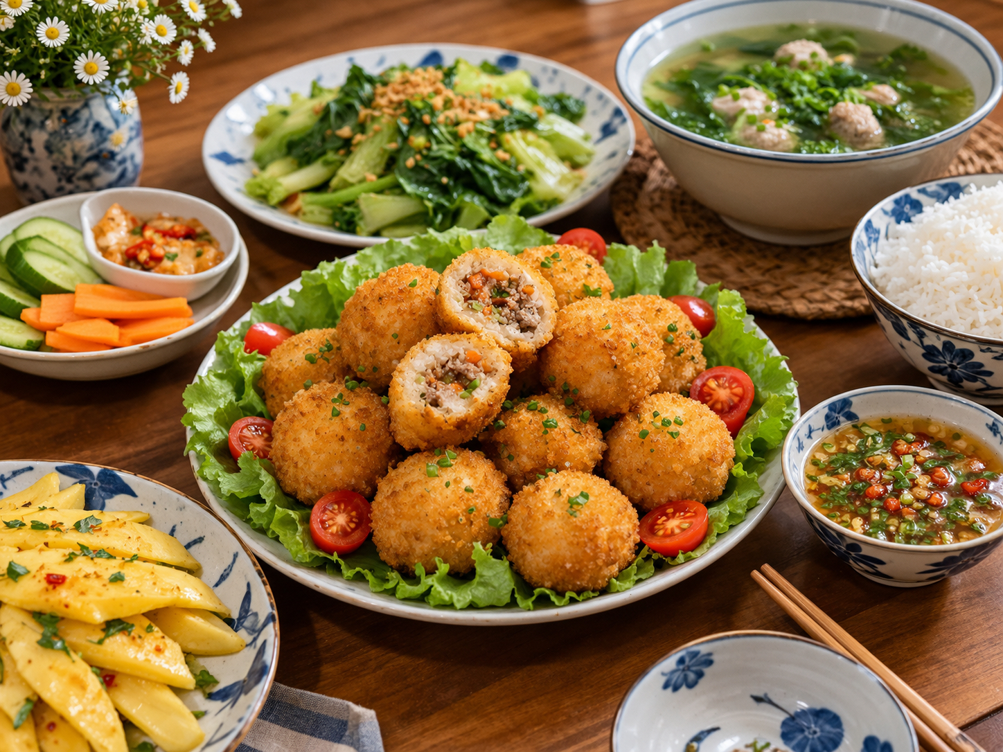 Khoai tây và đậu phụ nhồi thịt: bí quyết giòn ngoài, mềm trong
