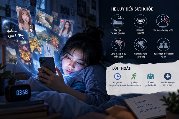 Lướt video ngắn đến 2 giờ sáng: Cái giá đắt của giấc ngủ bị đánh cắp