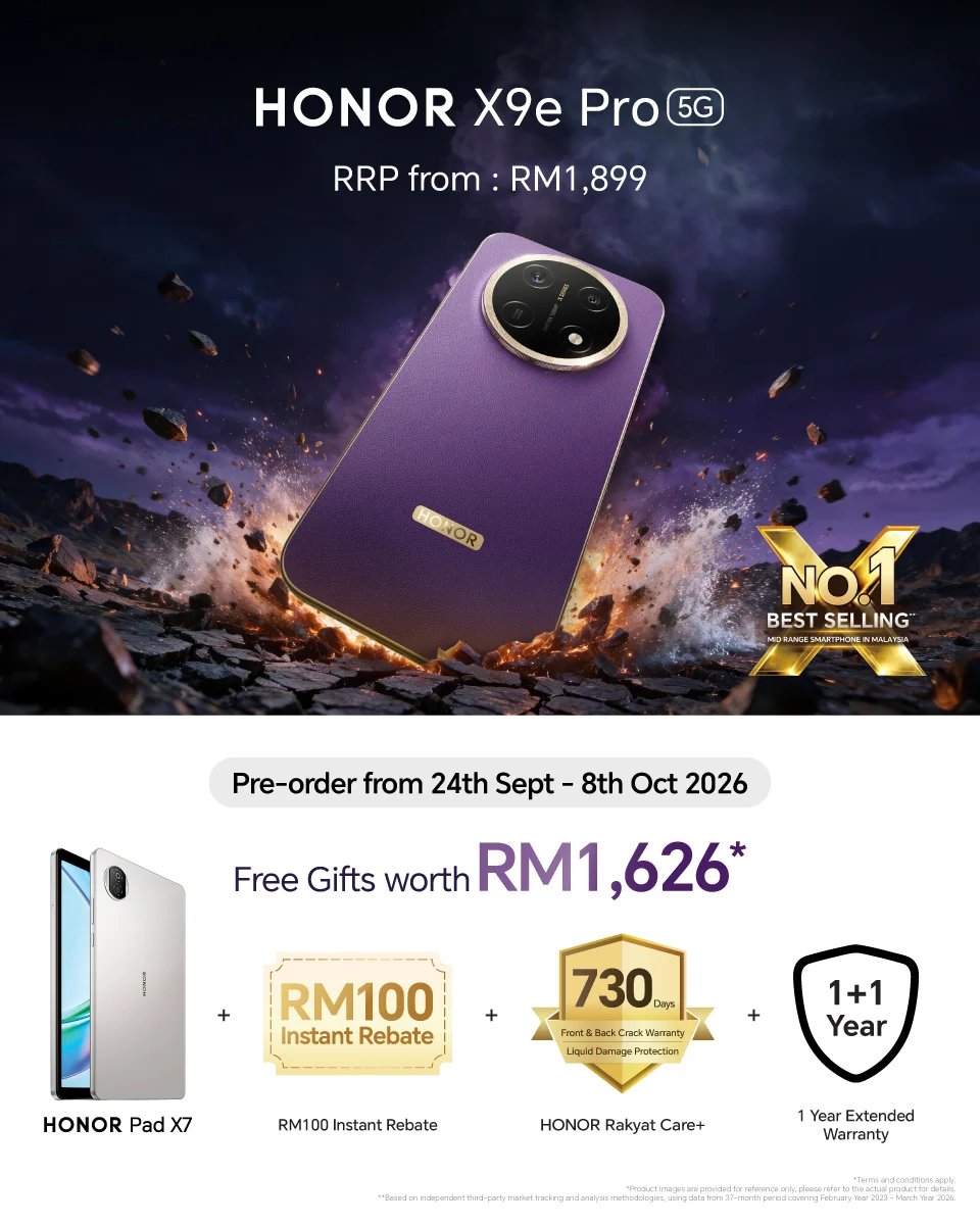 HONOR X9e Pro: Telefon Tahan Lasak Dengan Bateri Gergasi