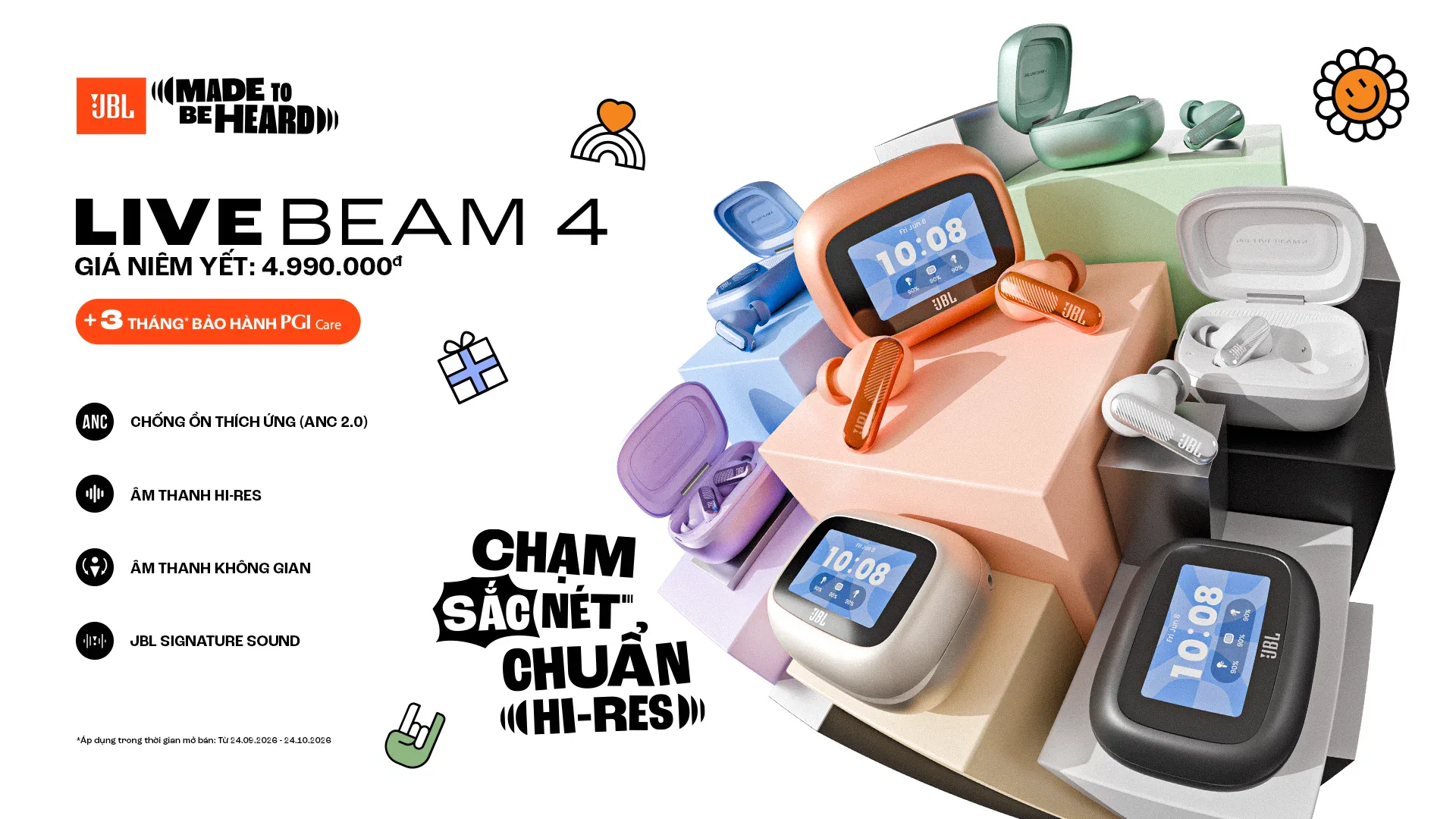 JBL Live Beam 4: chống ồn thích ứng và hộp sạc thông minh tạo khác biệt