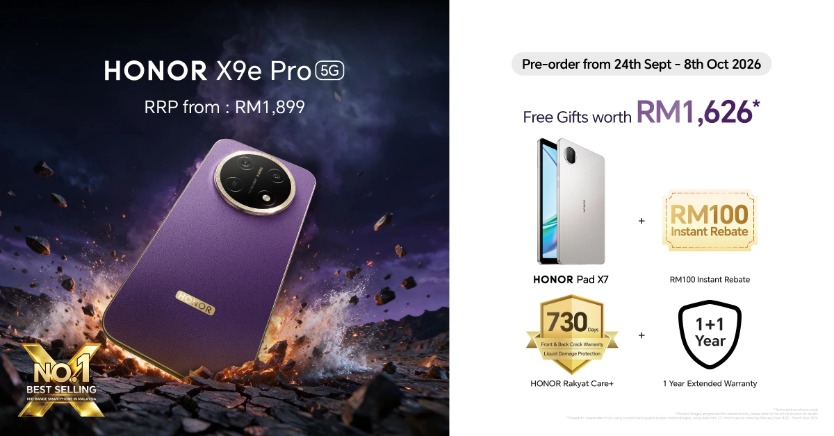 Honor X9e Pro: Bateri 11,000mAh, IP69K dan Harga Bermula RM1,899