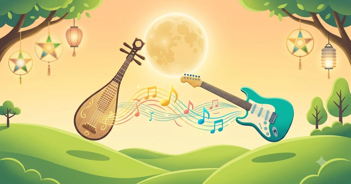 Tỳ bà cổ truyền và guitar điện trong âm nhạc Trung thu