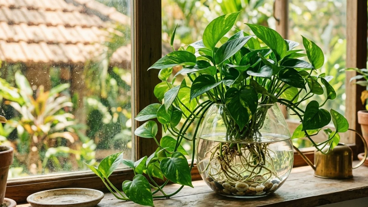 Trầu bà thủy sinh không vàng lá: 6 bước chăm cây xanh tốt quanh năm
